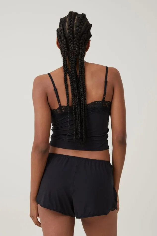 Soft Lounge Lace Trim Short Black Women Cotton On Shorts
