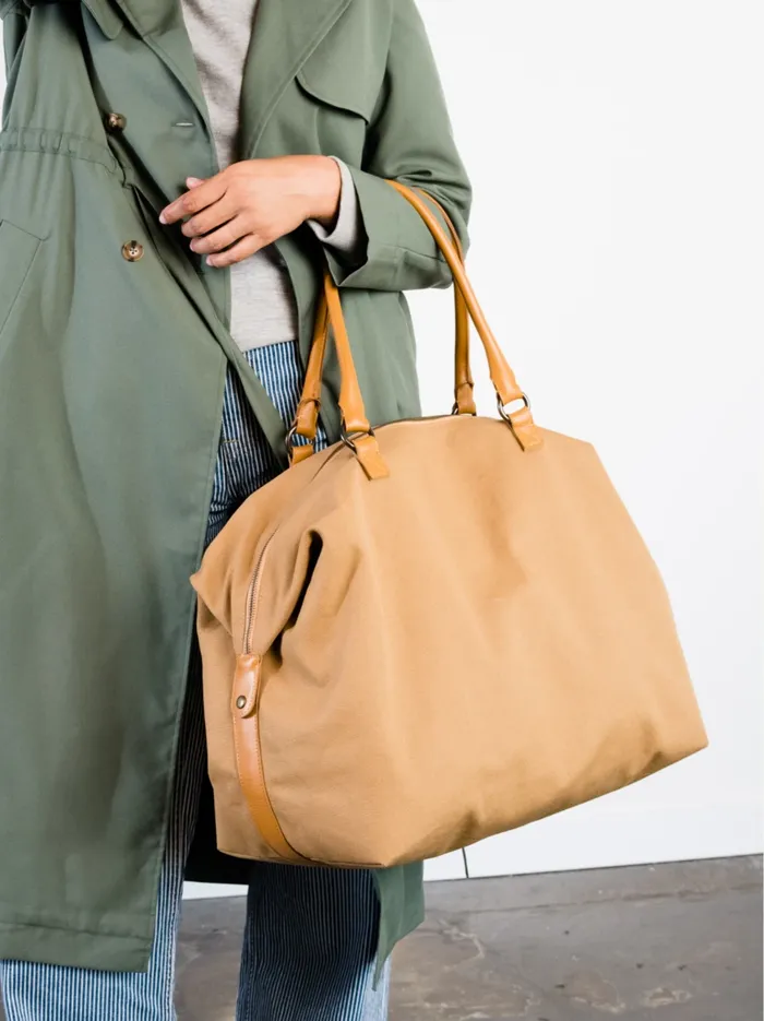 Song CarryOn Weekender Tan Canvas Women Totes and Shoulder Bags Able