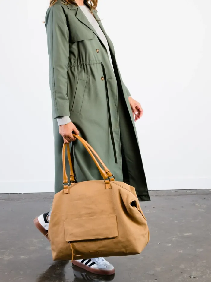 Song CarryOn Weekender Tan Canvas Women Totes and Shoulder Bags Able