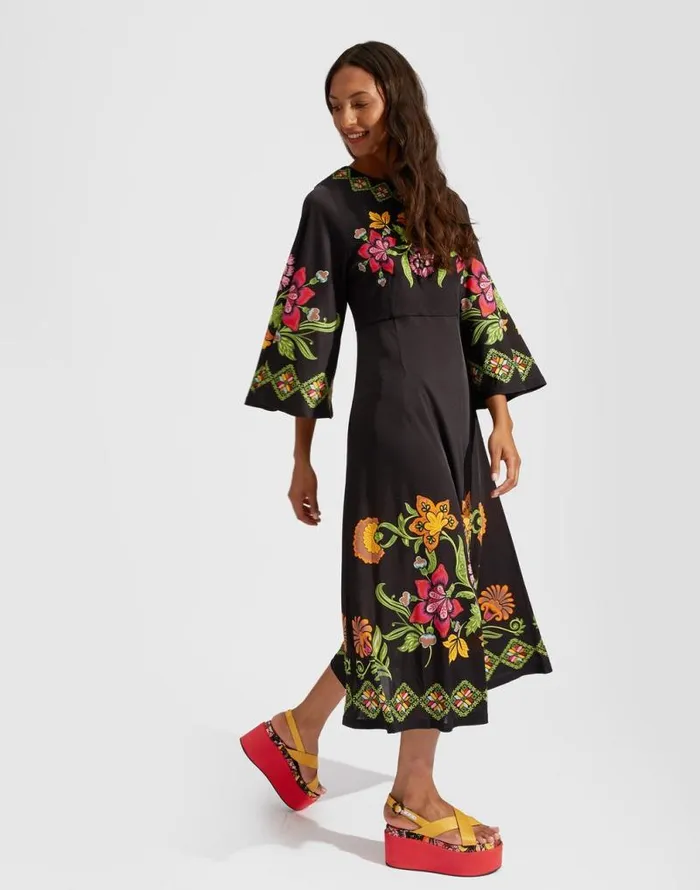 Sorella Dress Place Folk Flowers Nero Place Women La Double J Dresses Sorella Dress Place Folk Flowers Nero Place Women La Double J Dresses