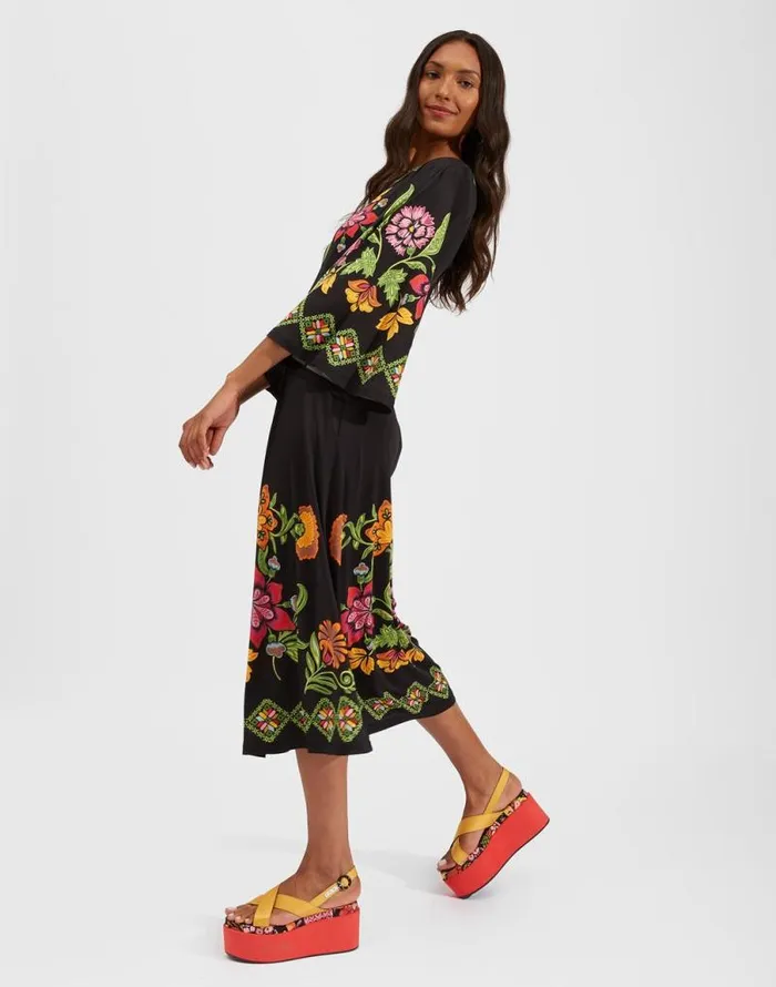 Sorella Dress Place Folk Flowers Nero Place Women La Double J Dresses Sorella Dress Place Folk Flowers Nero Place Women La Double J Dresses