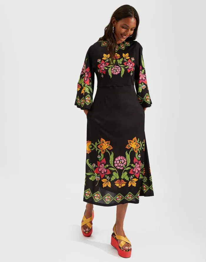 Sorella Dress Place Folk Flowers Nero Place Women La Double J Dresses Sorella Dress Place Folk Flowers Nero Place Women La Double J Dresses