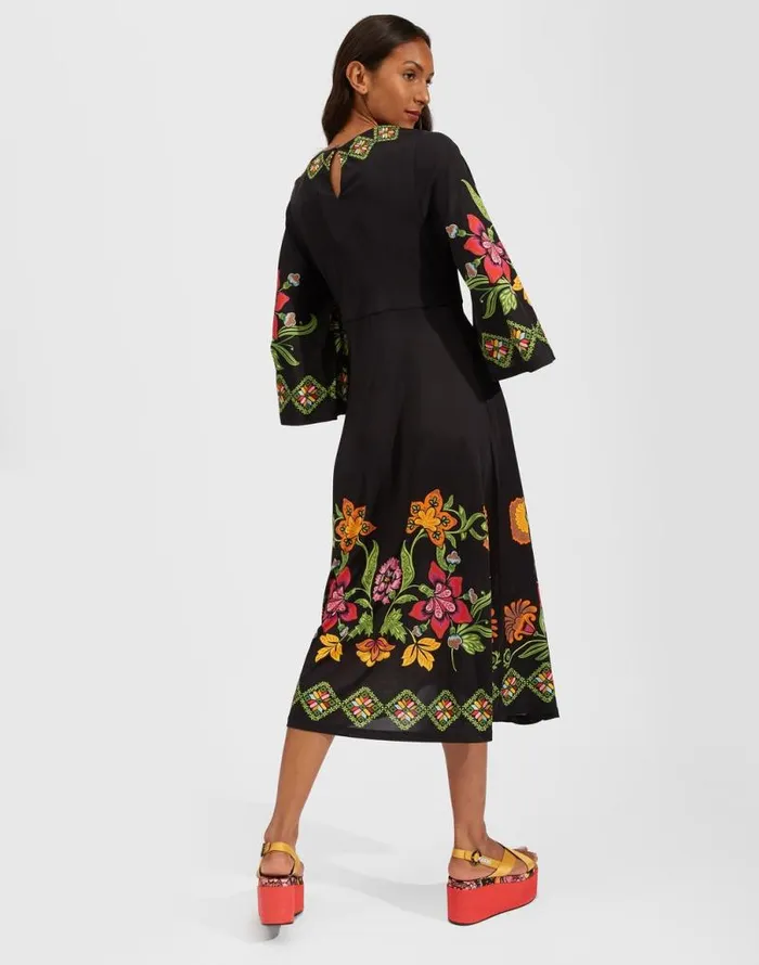 Sorella Dress Place Folk Flowers Nero Place Women La Double J Dresses Sorella Dress Place Folk Flowers Nero Place Women La Double J Dresses
