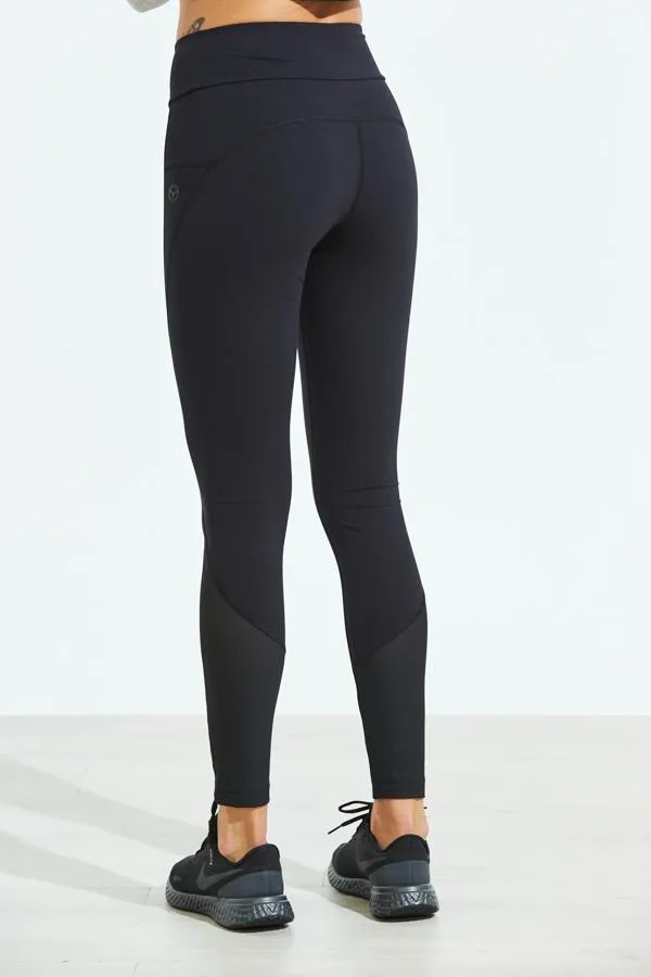 Sosandar Activewear Women Black High Waisted Mesh Panel Sculpting Activewear Leggings Black