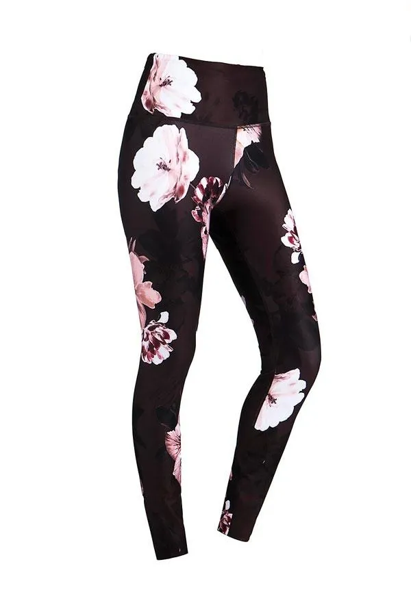 Sosandar Activewear Women France Black Floral High Waisted Activewear Leggings Black