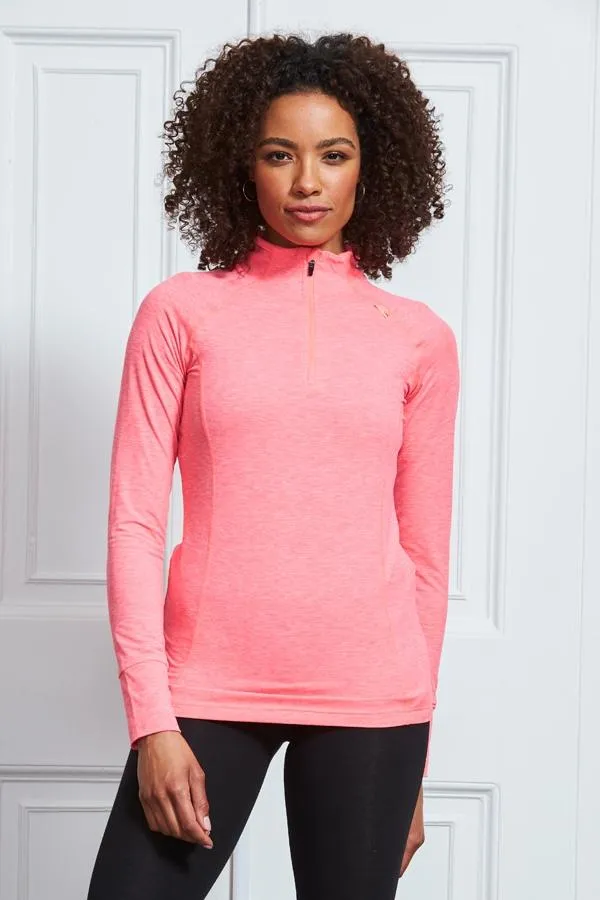 Sosandar Activewear Women Hot Pink Elite Quarter Zip Mid Layer Top