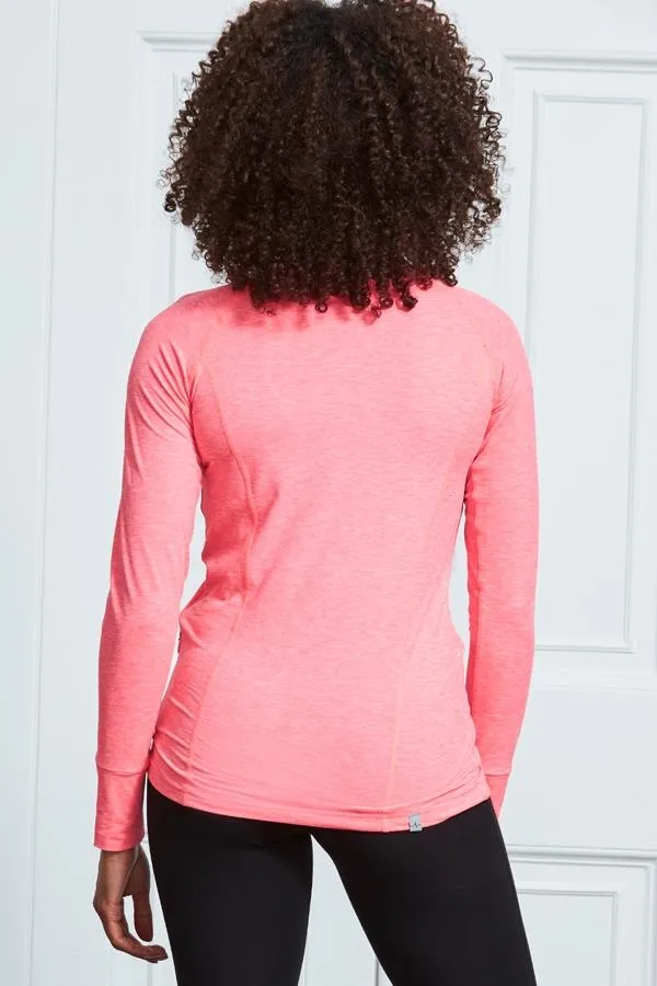 Sosandar Activewear Women Hot Pink Elite Quarter Zip Mid Layer Top