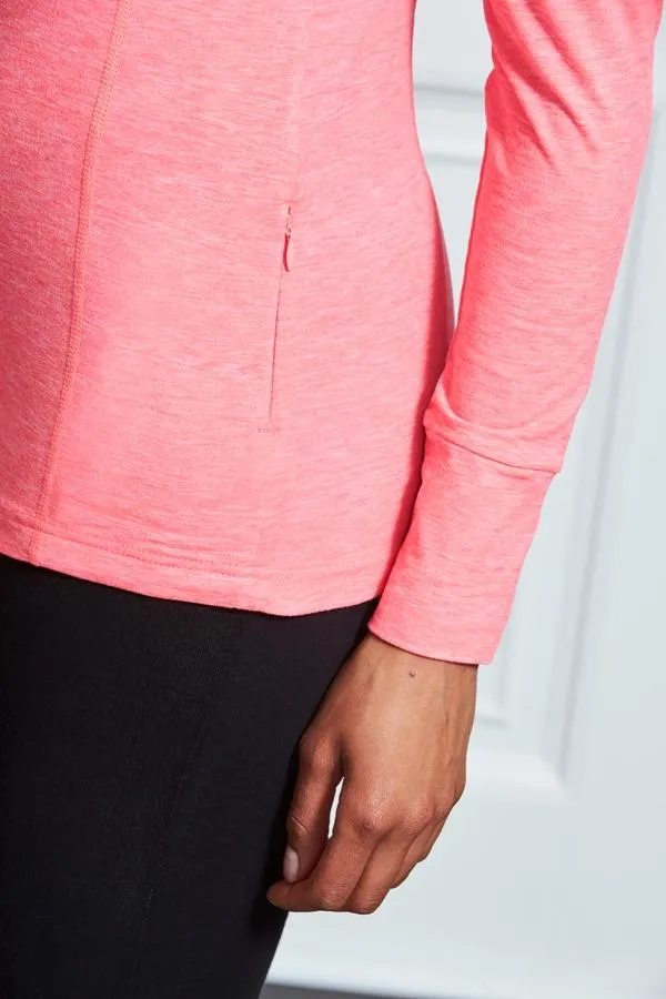 Sosandar Activewear Women Hot Pink Elite Quarter Zip Mid Layer Top