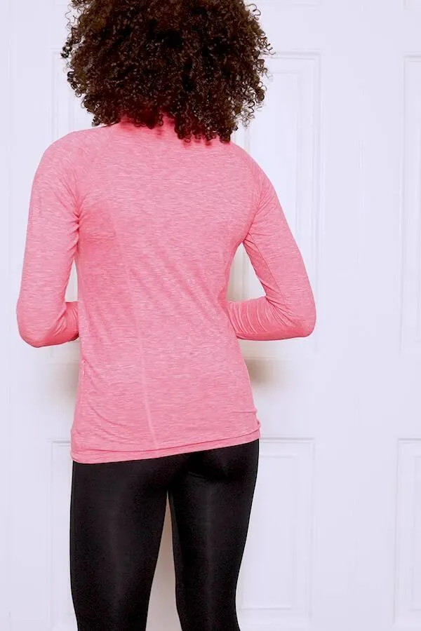 Sosandar Activewear Women Hot Pink Elite Quarter Zip Mid Layer Top