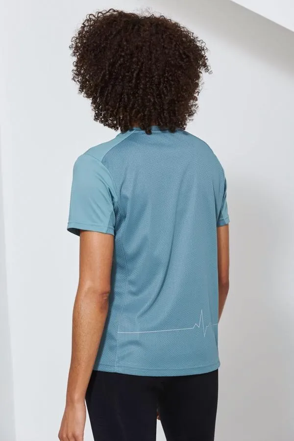 Sosandar Activewear Women Mint Blue Breathable Activewear T Shirt Blue