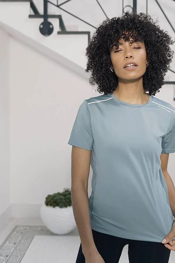 Sosandar Activewear Women Mint Blue Breathable Activewear T Shirt Blue