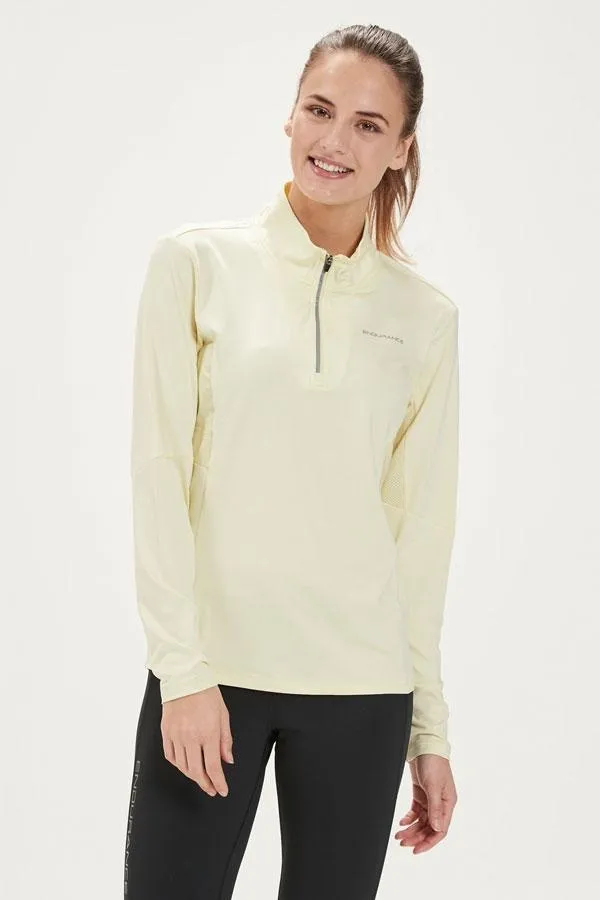 Sosandar Activewear Women Soft Yellow Quarter Zip Breathable Mid Layer Top