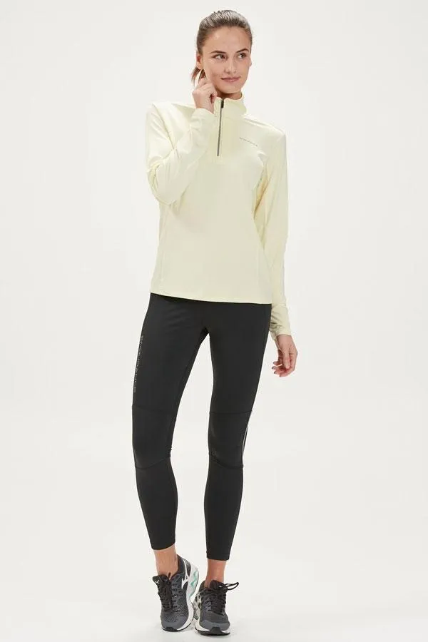 Sosandar Activewear Women Soft Yellow Quarter Zip Breathable Mid Layer Top Sosandar Activewear Women Soft Yellow Quarter Zip Breathable Mid Layer Top