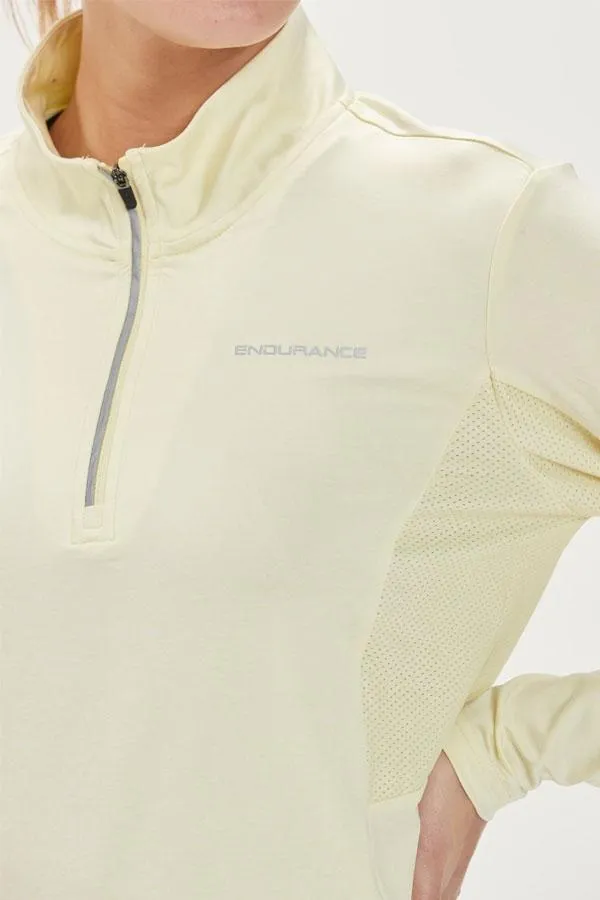 Sosandar Activewear Women Soft Yellow Quarter Zip Breathable Mid Layer Top Sosandar Activewear Women Soft Yellow Quarter Zip Breathable Mid Layer Top