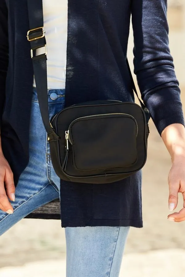 Sosandar Bags and Belts Women Black Nylon Square Cross Body Bag Black