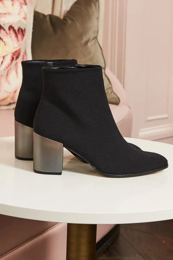 Sosandar Boots Women Black Metallic Heel Sock Boot Black