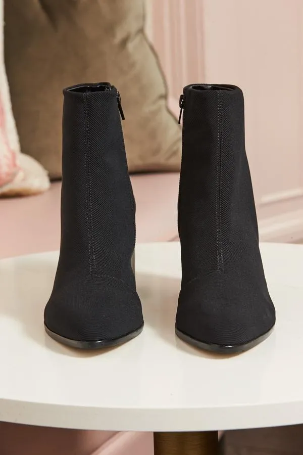 Sosandar Boots Women Black Metallic Heel Sock Boot Black