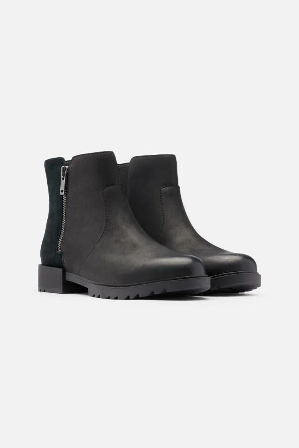 Sosandar Boots Women Sorel Black Leather and Suede Detail Ankle Boot Black