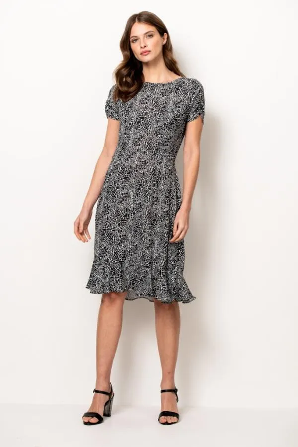 Sosandar Dresses Women Black and White Animal Print Shift Dress Black White