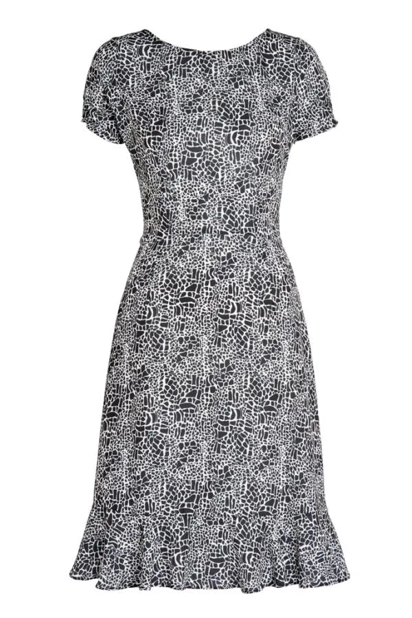 Sosandar Dresses Women Black and White Animal Print Shift Dress Black White
