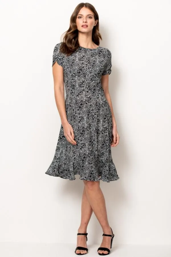 Sosandar Dresses Women Black and White Animal Print Shift Dress Black White