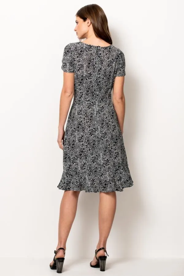 Sosandar Dresses Women Black and White Animal Print Shift Dress Black White