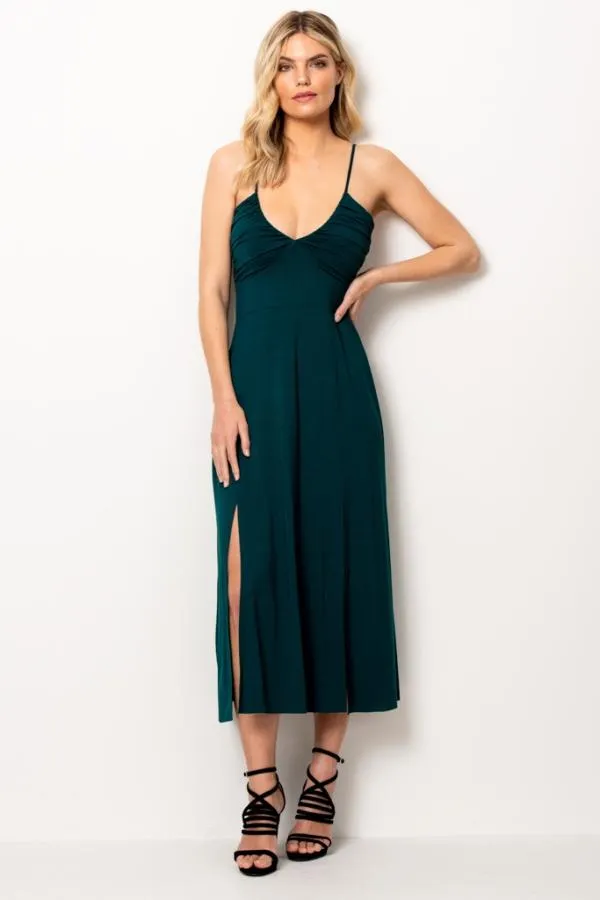 Sosandar Dresses Women Green Split Detail Maxi Dress Green