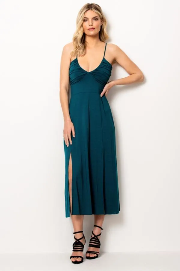 Sosandar Dresses Women Green Split Detail Maxi Dress Green