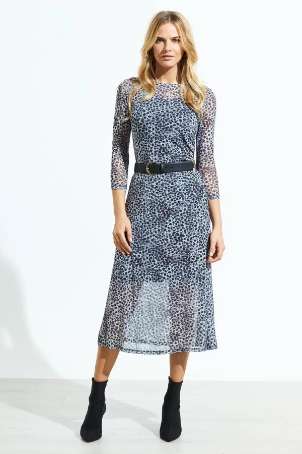 Sosandar Dresses Women Snow Leopard Print Mesh Dress
