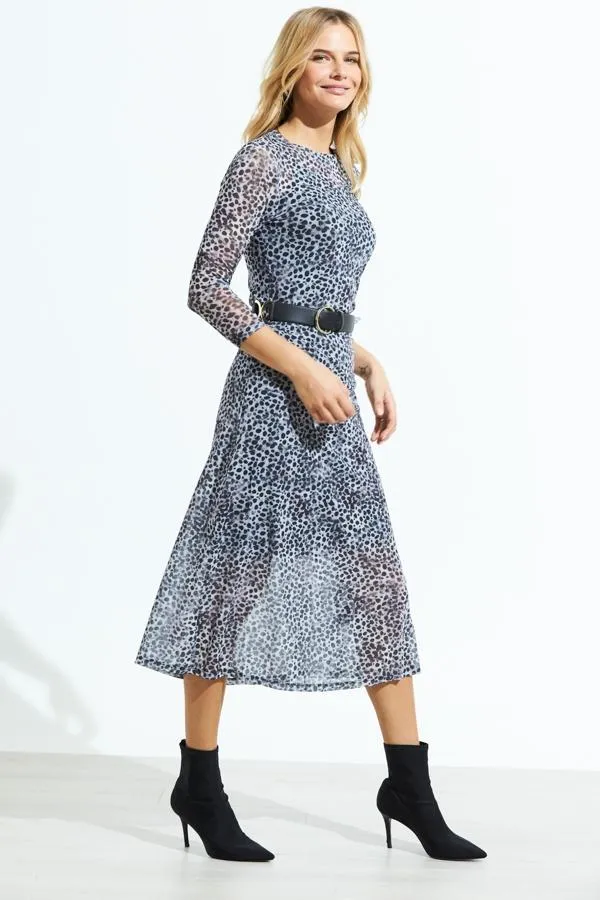 Sosandar Dresses Women Snow Leopard Print Mesh Dress
