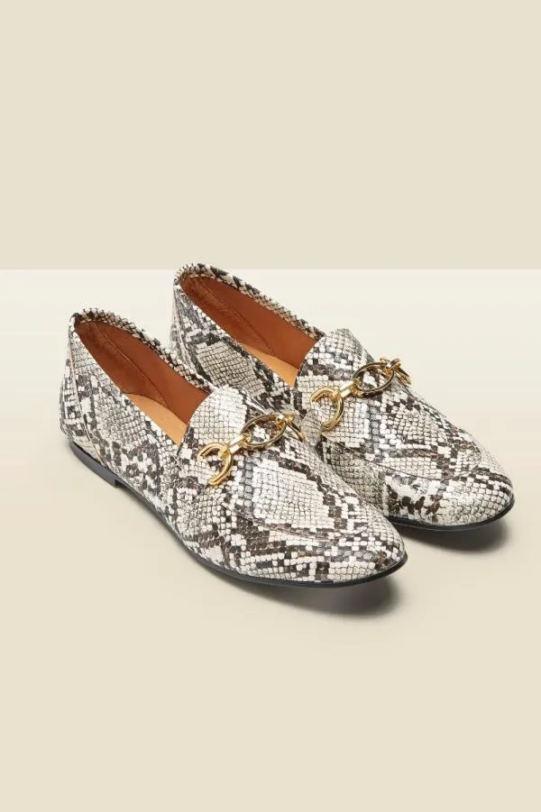 Sosandar Flats Women Saint Snake Leather Loafer