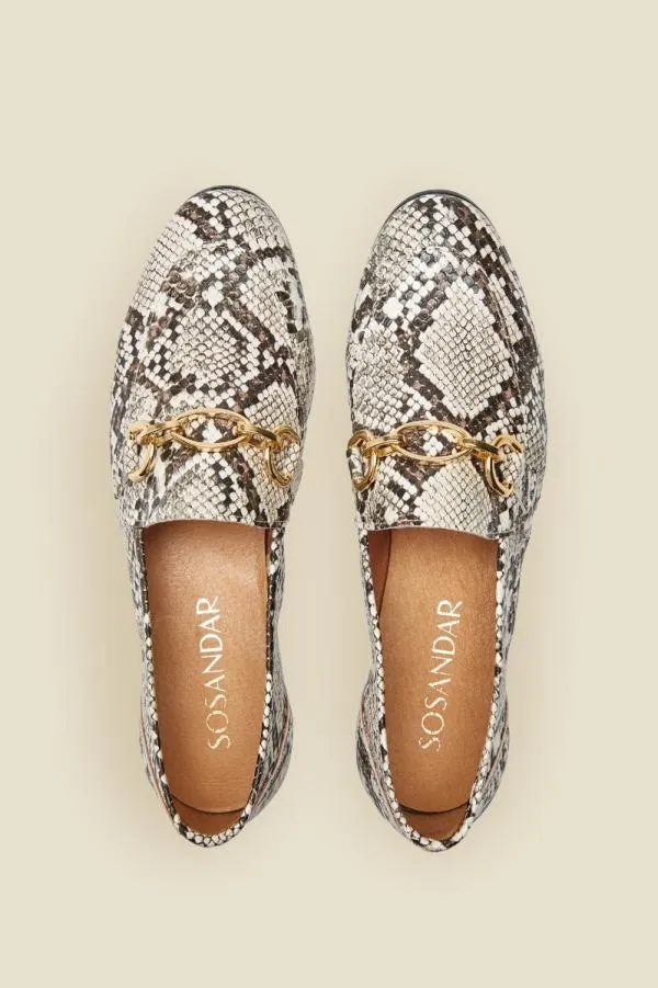 Sosandar Flats Women Saint Snake Leather Loafer