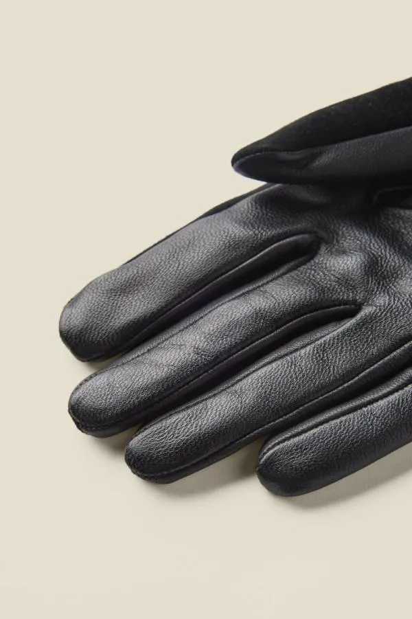 Sosandar Hats Scarves and Gloves Women Black Suede and Leather Luxe Gloves Black