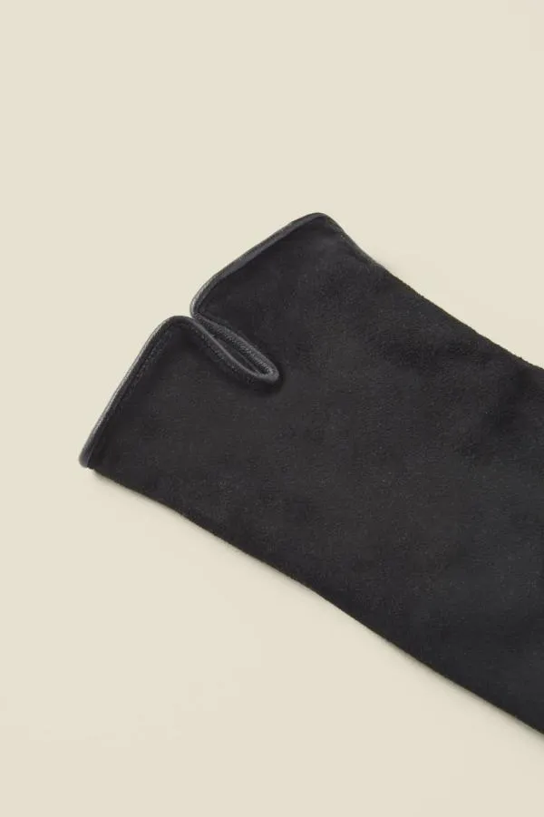 Sosandar Hats Scarves and Gloves Women Black Suede and Leather Luxe Gloves Black