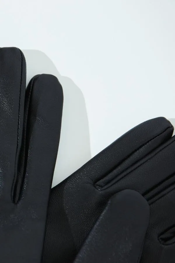 Sosandar Hats Scarves and Gloves Women Montana Black Twist Detail Luxury Leather Gloves Black