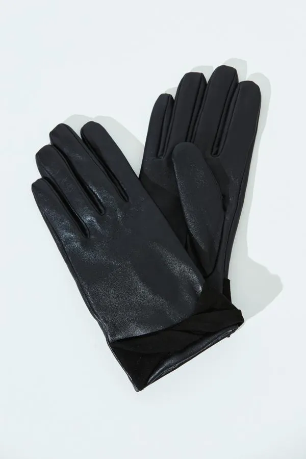 Sosandar Hats Scarves and Gloves Women Montana Black Twist Detail Luxury Leather Gloves Black
