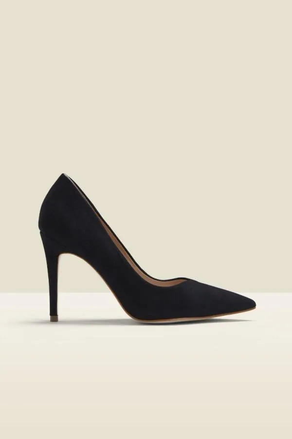 Sosandar Heels Women Celine Black Suede Sweetheart High Court Shoes Black