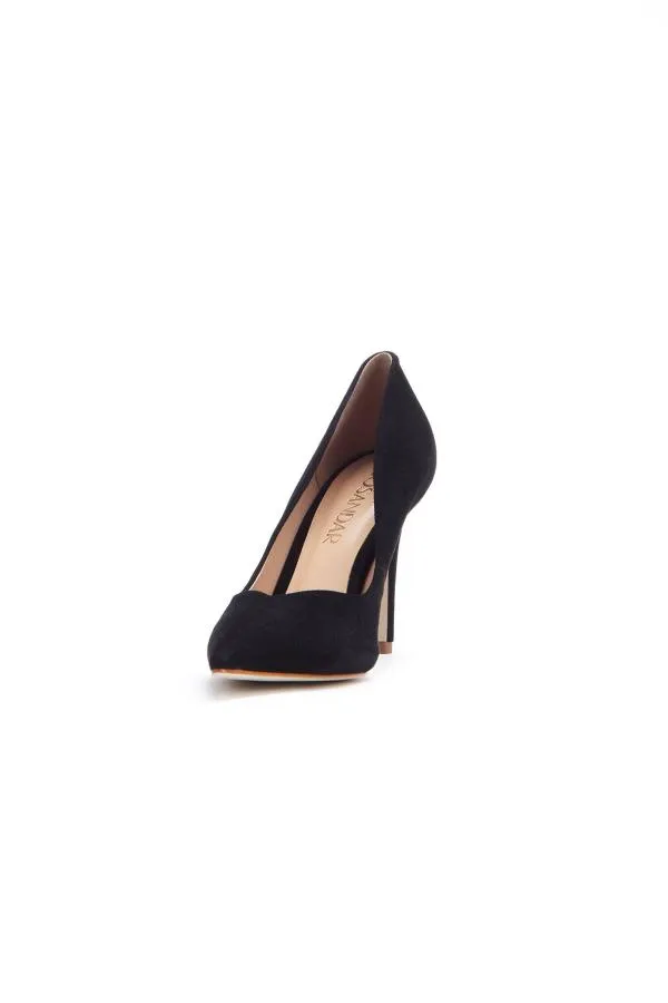 Sosandar Heels Women Celine Black Suede Sweetheart High Court Shoes Black