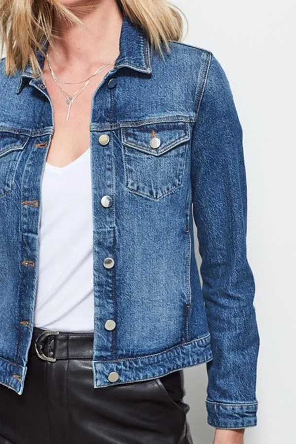Sosandar Jackets and Coats Women Mid Blue Relaxed Fit Denim Jacket Mid Blue