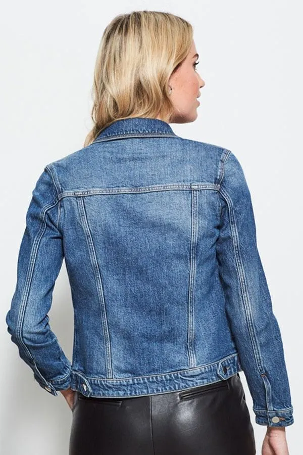 Sosandar Jackets and Coats Women Mid Blue Relaxed Fit Denim Jacket Mid Blue