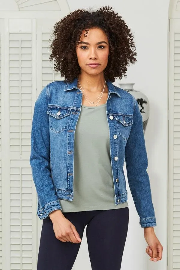 Sosandar Jackets and Coats Women Mid Blue Relaxed Fit Denim Jacket Mid Blue