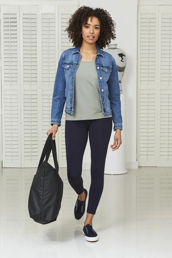 Sosandar Jackets and Coats Women Mid Blue Relaxed Fit Denim Jacket Mid Blue