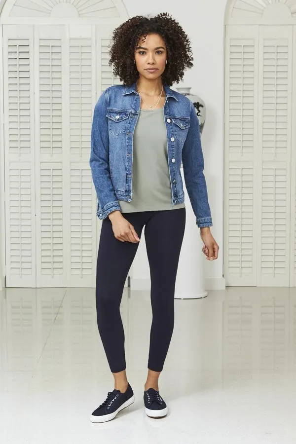 Sosandar Jackets and Coats Women Mid Blue Relaxed Fit Denim Jacket Mid Blue
