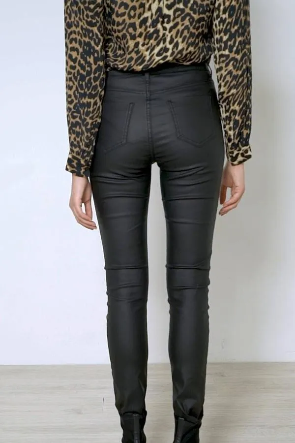 Sosandar Jeans and Jeggings Women Black Coated Perfect Skinny Jeans Black