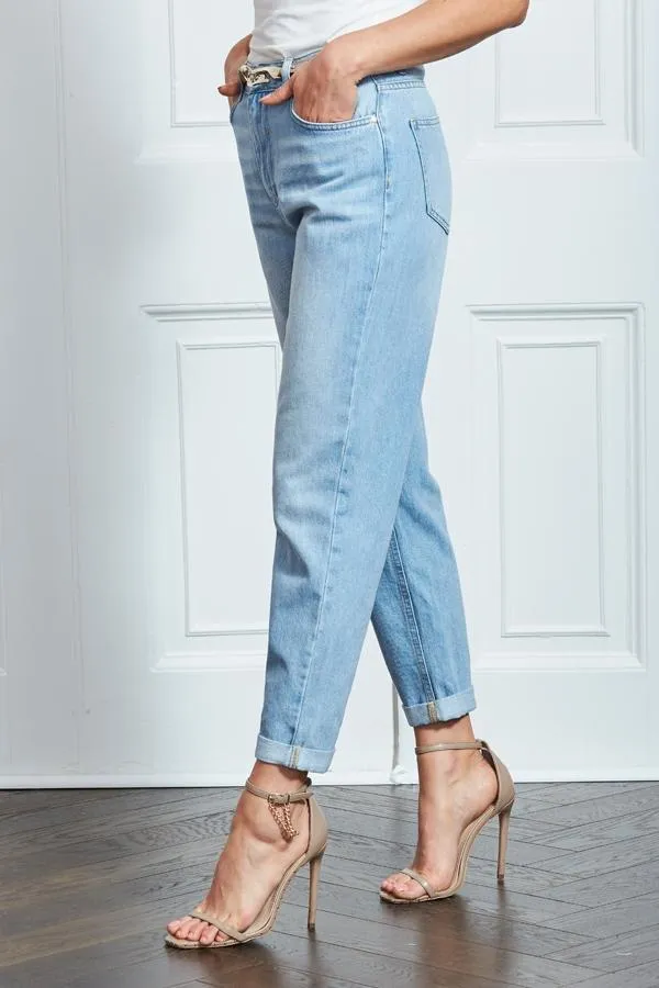 Sosandar Jeans and Jeggings Women Light Wash Denim Girlfriend Jeans Light Wash