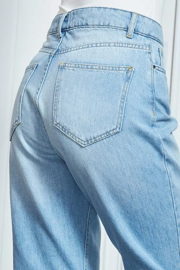 Sosandar Jeans and Jeggings Women Light Wash Denim Girlfriend Jeans Light Wash