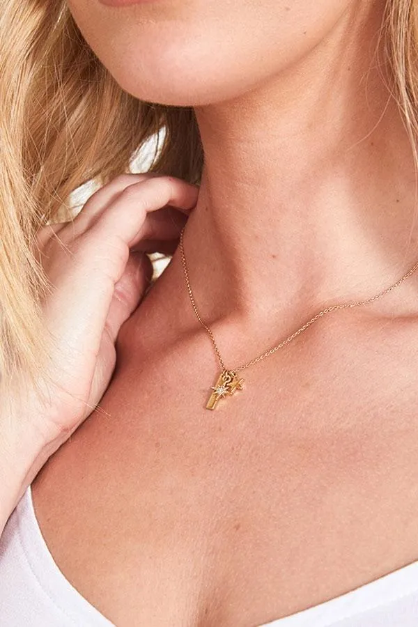 Sosandar Jewellery Women Gold Plated Dainty Stars Necklace