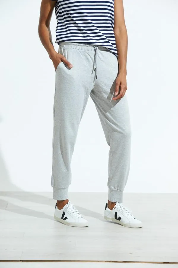 Sosandar Loungewear Women Grey Marl Premium Loungewear Cropped Joggers Grey