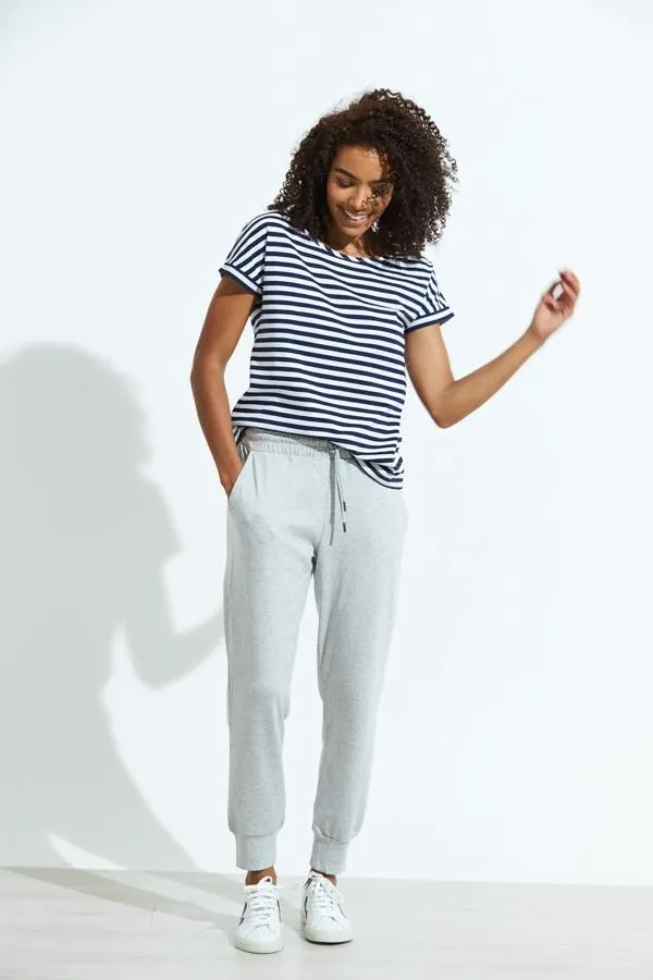 Sosandar Loungewear Women Grey Marl Premium Loungewear Cropped Joggers Grey
