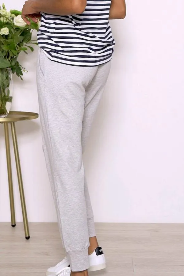 Sosandar Loungewear Women Grey Marl Premium Loungewear Cropped Joggers Grey